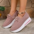 thumbnail image 3 of Mepaouo Platform Fashion Sneakers for Women Lace up Work Oxfords Casual Slip on Walking Shoes Pink 6, 3 of 9