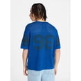 thumbnail image 3 of No Boundaries Mesh Sweater Knit Football Jersey Inspired Shirt with Short Sleeves, Men's XS-3XL, 3 of 5