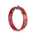 thumbnail image 1 of Tambourine de 8 Pouces pour Adultes, Son de Grelot Agréable, Anneaux de Cloche Rouges à Manivelle, Cloche en Bois et Métal, Instruments de Percussion, Fournitures pour la Maison, l'École et les Fêtes, Rangée Simple, Tambourine en Bois, 1 of 6