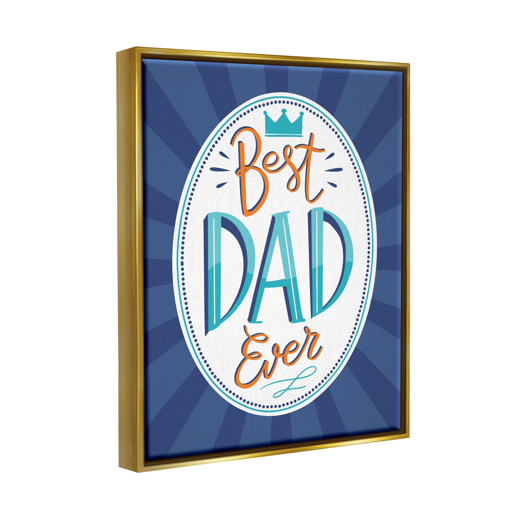 Stupell Industries Best Dad Ever Striped Phrase Holiday Painting Gold Floater Framed Art Print Wall Art