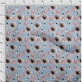 thumbnail image 3 of oneOone Cotton Flex Dusty Blue Fabric Flower Watercolor Sewing Material Print Fabric By The Yard 40 Inch Wide, 3 of 4