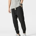 thumbnail image 5 of Mlzmgr Plus Size Men's Joggers M-5XL Cotton Linen Breathable Pants Drawstring Elastic Waist Casual Running Pants, 5 of 5