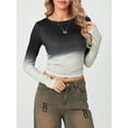 thumbnail image 2 of Komoo Long Sleeve Going Out Tops Solid Color Slim Fitted Basic T-Shirt Tight Crop Top Streetwear, 2 of 8