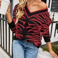 thumbnail image 2 of Vedolay Womens Long Sleeve Tops Womens 2023 Long Sleeve Neck Oversized Pullover Sweater Knit Tops,Red XL, 2 of 5