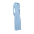 thumbnail image 4 of DHFJKG Dresses For Women Slim Fit Crewneck Long Sleeve Solid Color Maxi Dress Party Club Teacher Casual Office Versatile Dresses, 4 of 8