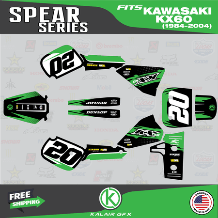 Kalair GFX Graphics Kit for Kawasaki KX60 (1984-2004) Spear Series Kalair GFX Graphics Kit for Kawasaki KX60 (1984-2004) Spear Series