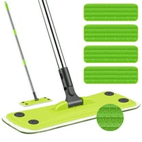 GARITIN Microfiber Mops for Hardwood Floor Cleaning, Flat Floor Mop with 4 Washable Pads for Home Kitchen Bathroom, Green
