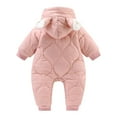 thumbnail image 3 of Infant Newborn Baby Boy Girl Romper Outfit Cute Bears Ear Hoodie Buttons Down Fleece Onesie Jumpsuit Bodysuit Winter Warm Playsuit Snowsuit Clothes, 3 of 6
