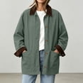 thumbnail image 6 of Womens Chore Jacket Corduroy Contrast Point Collar Shacket Coat Button Down Loose Mid Length Jackets with Pockets Warm Fall Winter Outerwear, 6 of 8