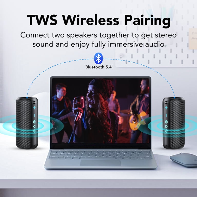 CHRONUS - Altoparlante Bluetooth, Carillon Con Effetti Di Luce, Accoppiamento Stereo Wireless Nero 9331486064684