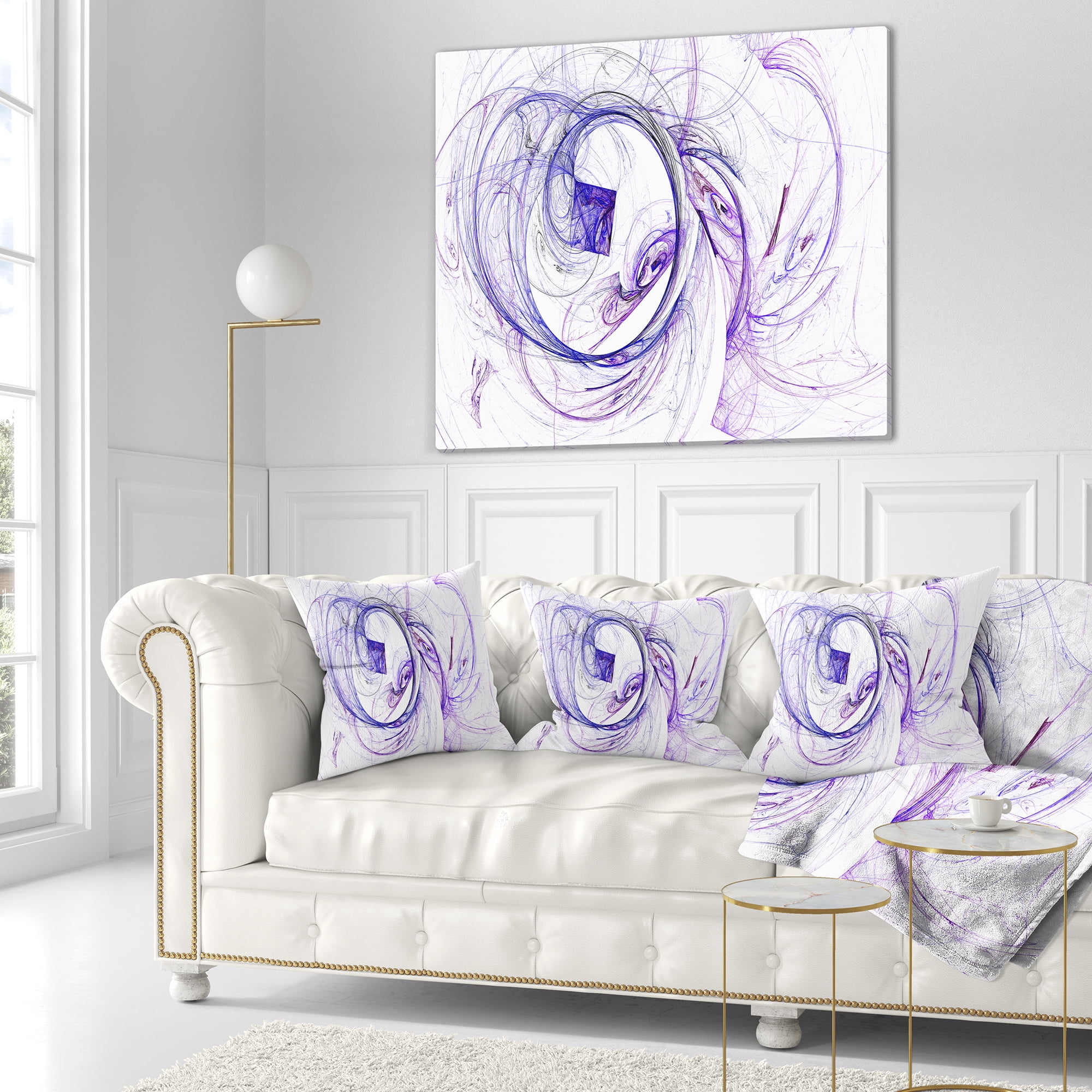 Designart Billowing Smoke Blue - Abstract Throw Pillow - 18x18