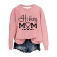 thumbnail image 4 of Wang6 Womens Graphic Sweatshirts Causal Long Sleeve"Hockey Mum"Letter Printed No Hood Pullovers Loose Fit Drop Shoulder Crew Neck Tops Tshirts Pink M, 4 of 4