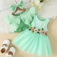 thumbnail image 2 of TiaoBug Toddler Baby Girls Flower Print Sundress with Cardigan Waffle Coat Spring Summer Dress Outfits Green-A 12-18M, 2 of 7