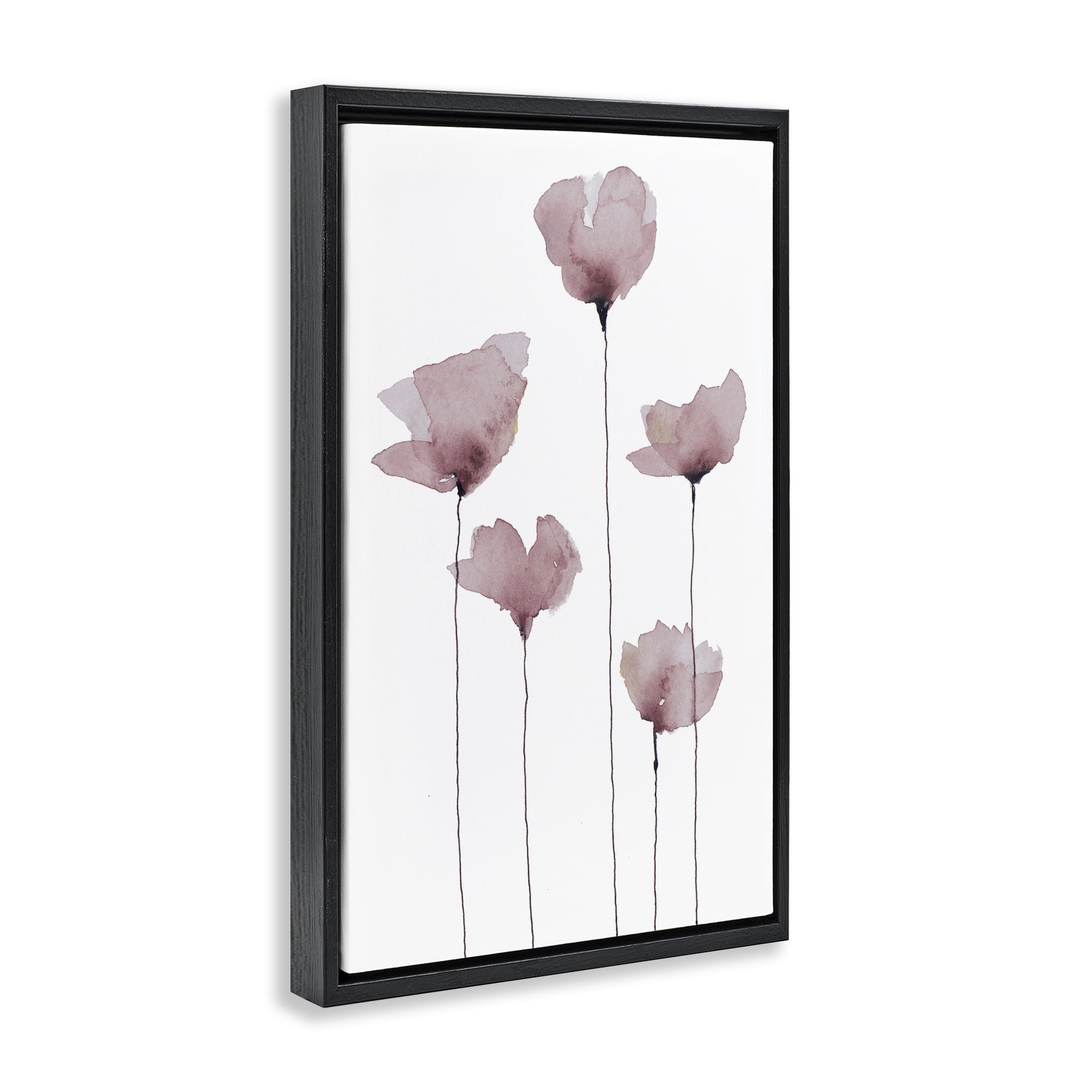 Stupell Industries Standing Tall Blossoms Plants & Flowers Painting Black Floater Framed Canvas Art Print Wall Art, 21 x 31