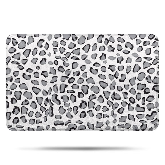 White and Gray Of Leopard Print Bathroom Rugs Mat,Non Slip Microfiber Bathroom Rug,Rubber Backing,Soft Bathroom Mats for Bathroom Floor,Tub and Shower,17x27in(43x68cm)