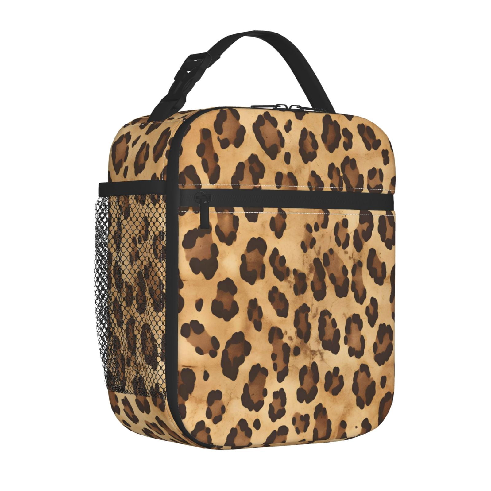 Lunch Bag For Women Men Insulated Portable Lunch Box Bento Box Office Picnic Travel Cooler Bag Leopard Skin Print Style Firebrick_4