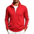 thumbnail image 3 of Frnrwgo Mens Sports Sweatshirt Full Zip Stand Collar Striped Casual Jacket, 3 of 7