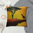 thumbnail image 2 of African Throw Pillow Cushion Cover, Savannah Map Continent Giraffe and Tree Silhouette Wild Design Illustration, Decorative Square Accent Pillow Case,, 2 of 5