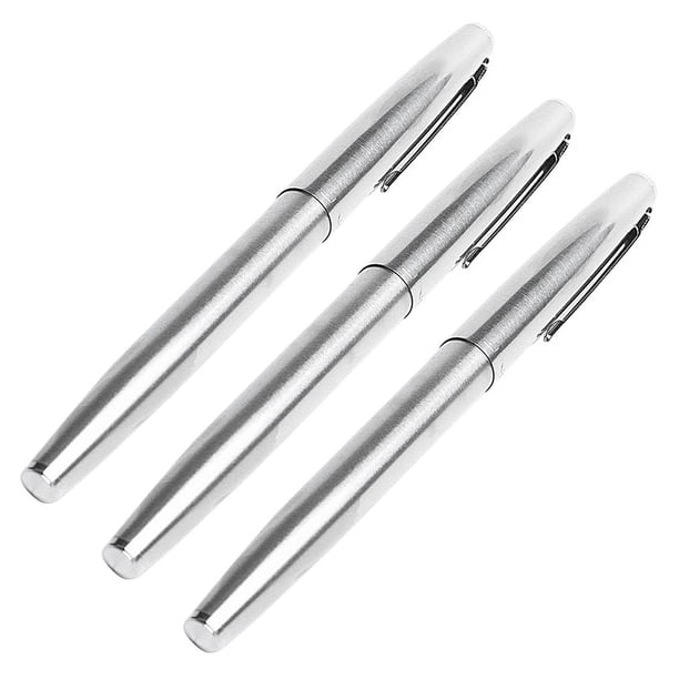 3X Pluma EstilográFica de Acero con Punta Extra Fina de 0,38 mm Plumas de Tinta de Escritura Suave