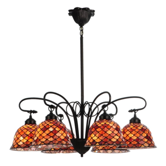 Meyda Tiffany 18634 Tiffany Fishscale 6 Light 31" Wide Chandelier - MultiColor