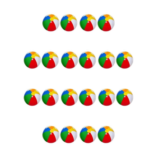 Bewildely 2 paquetes / lote Ball Party Fun comienza con globos fáciles de inflar Amplia aplicación PVC Beach Ball Sea Pool Party Inflable 6 bola de 6 colores 40cm 10Conjunto