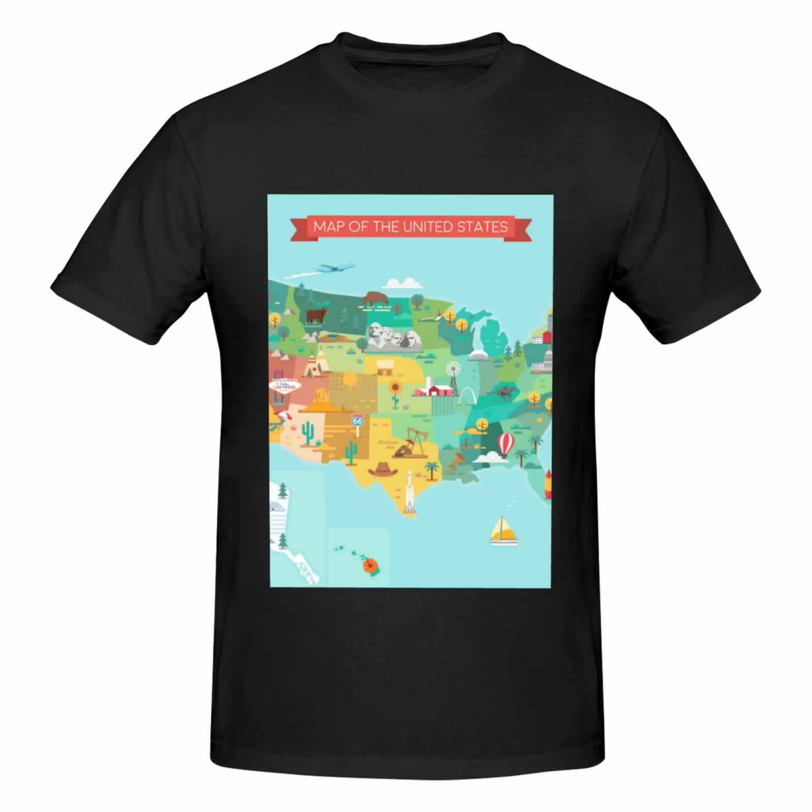 thumbnail image 4 of Bingfone Usa Tourist Map Men'S Loose Fit Short-Sleeve Pocket T-Shirt, 4 of 7