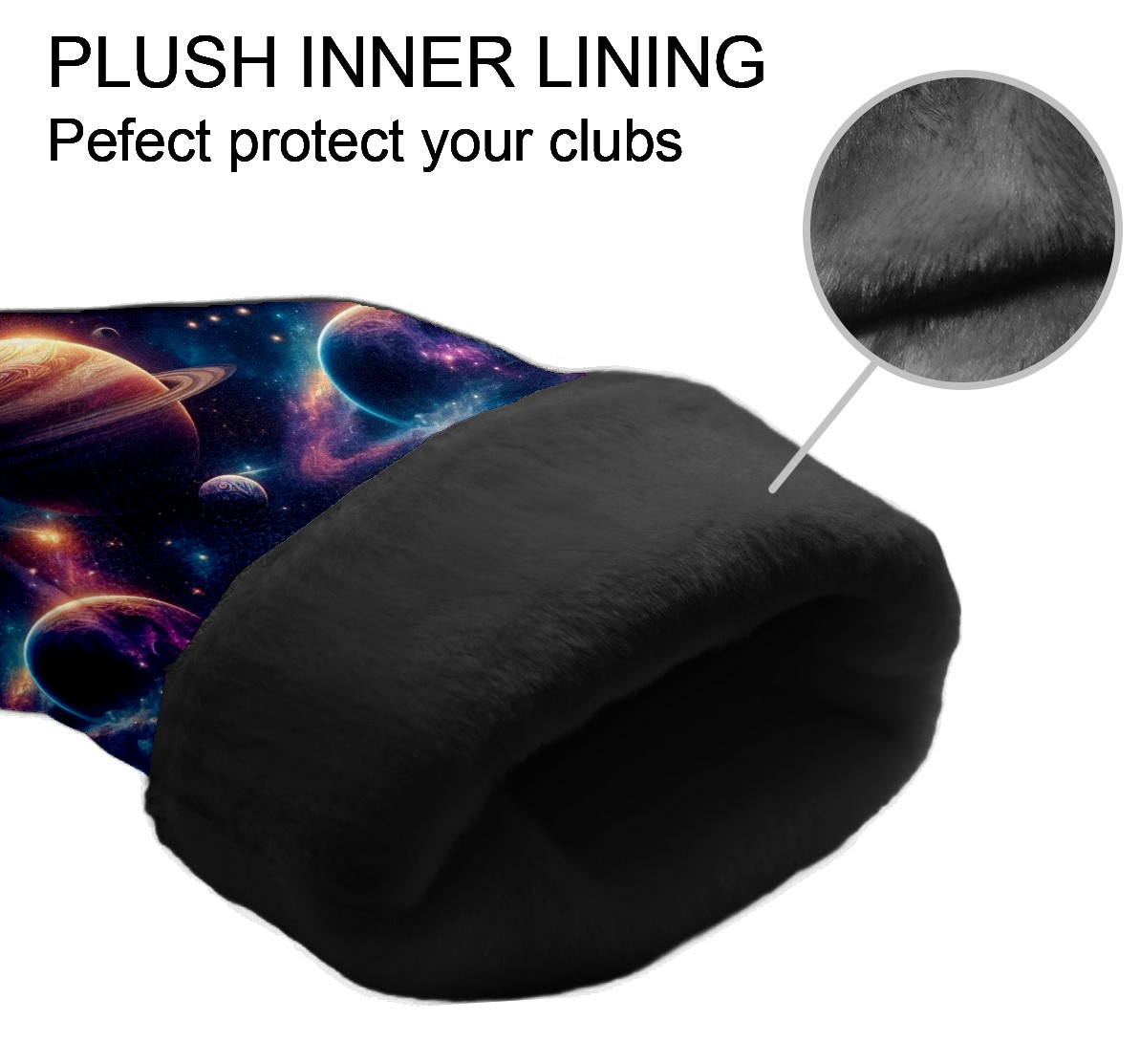 Golf Club Covers, Blue Cosmic Planets Premium PU Leather Driver Hybrid Putter Head Covers with Velvet Lining, Waterproof Golf Gifts for Men Women