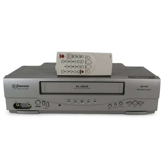 Pre-Owned Emerson EWV403 Mono VHS VCR Vhs Player With Remote, A/V Cables and Hdmi Adapter