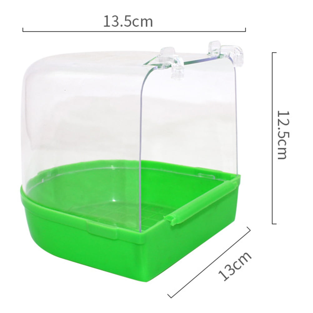 POPETPOP Caged Bird Bath Multi Cage Bird Bath Covered for Small Brids Canary Budgies Parrot Green 