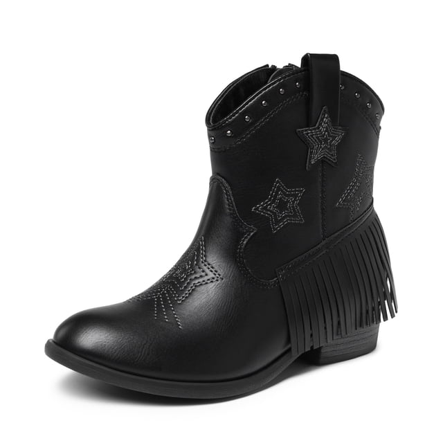 Botas DREAM PAIRS SDBO2302K Negras para Niñas con Flecos y Cierre