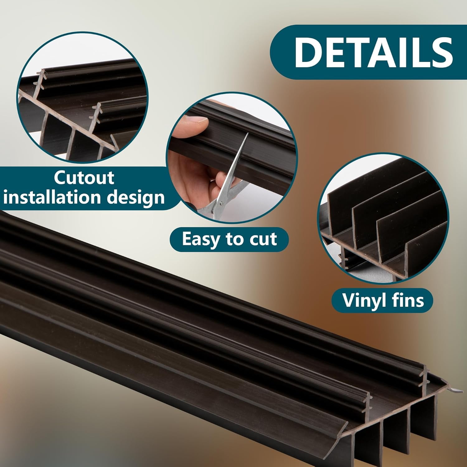 Ebaokuup 2 Pcs 36" x 1-3/4" Vinyl Door Bottom Seal with Fins for Weather Stripping