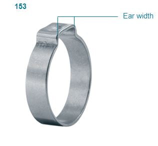 Clamp ID Range 13.8 mm Open - 16 mm Closed Oetiker 15300027 Stepless Ear Clamp One Ear Pack of 100