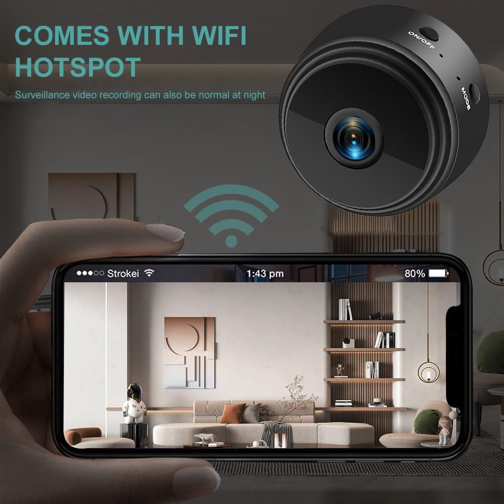 Mini Hidden Cameras,1080P HD WiFi Security Camera for Baby Pet Nanny Surveillance, Spy Cam for Home Indoor Outdoor Monitoring Remote Viewing with APP(Video Only) (1)