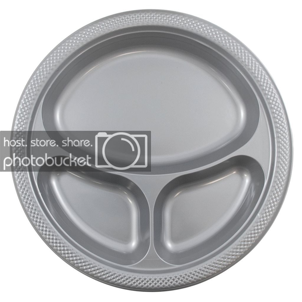 JAM Large Black Plastic 3 Compartment Plates, 10.25 Inches, 20/Pack