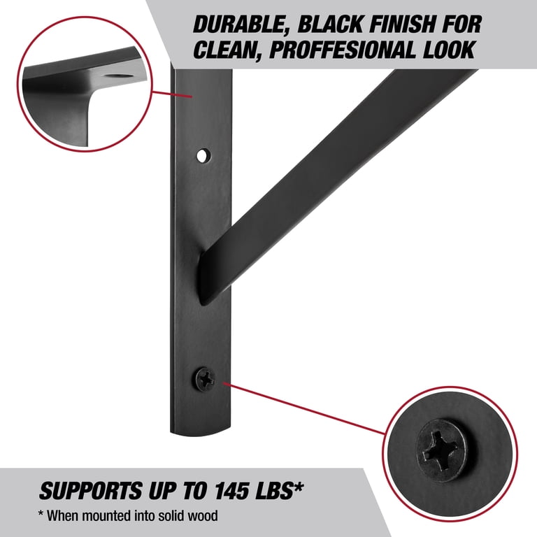 Hyper Tough Heavy Duty Shelf Bracket, 12 in, 2-Pack photo 5