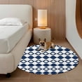 thumbnail image 2 of Bohemia Round Area Rug 8Ft Washable Large Circle Rugs for Living Room Dorm, Minimalist Geometric Pattern Abstract Dark Blue Non-Slip Carpet Floor Mats Indoor Outdoor Carpet Runner Home Decor, 2 of 8