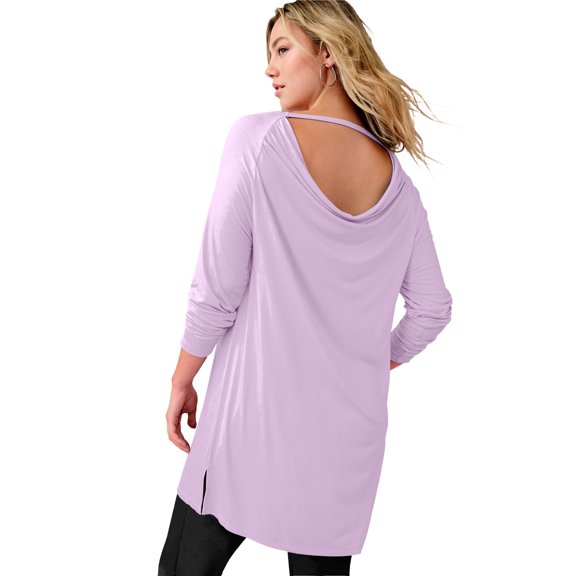 Roaman's Women's Plus Size Draped Raglan Sleeve Top