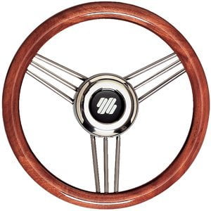 Uflex V26 13.8" Non-Magnetic Stainless Steel Steering Wheel with Mahogany Grip