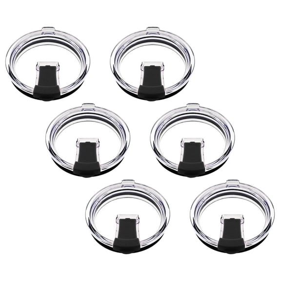 CIMAXIC 6Pcs Travel Mug Lid Replacement Black Leak Proof Plastic Cup Covers for Car and Coffee Cups