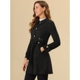 thumbnail image 3 of Abrigo de gamuza sintética Allegra K para mujer Gabardina con cinturón y botones invierno Negro XS, 3 of 5