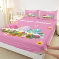 thumbnail image 4 of Erosebridal Happy Easter Eggs Kid Full Size Sheets, Spring Flower Bed Sheets, Pink, 4pcs, 4 of 5