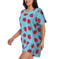 thumbnail image 2 of Rocae Strawberries for Two Piece Sleepwear Pajamas Sets for Women Soft Short-Sleeved Pjs with Lounge Shorts 4X-Large, 2 of 9