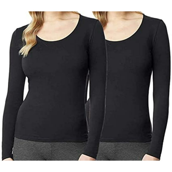 32 Degree Heat Long Sleeve For Women - Color: Black - Size: Medium - Pack of 2.