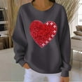 thumbnail image 2 of Valentine's Sweatshirt for Women Ribbed Long Sleeve Bow Heart Print Crewneck Pullover Top Dark Gray-1 L, 2 of 4