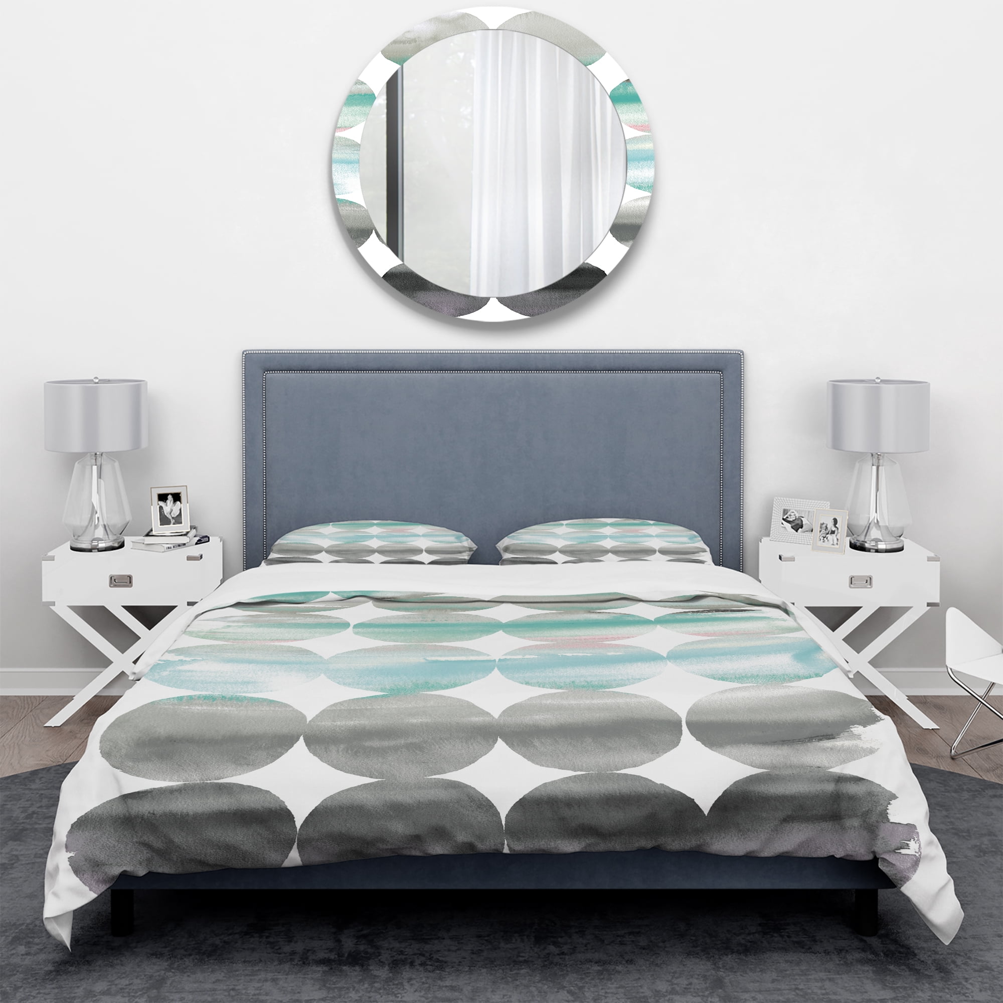 Designart 'geometric Neutral Glue Circles' Geometric Duvet Cover Set