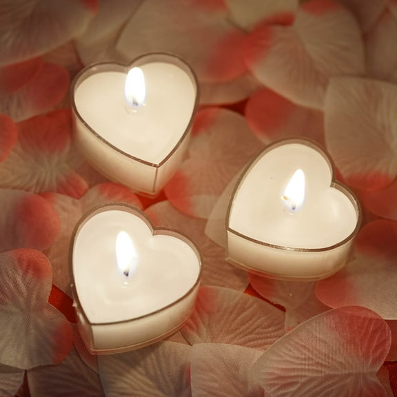 BalsaCircle 12 White Unscented Heart Votive Tealight Candles Birthday Party