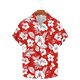thumbnail image 4 of Blusa y camisa de manga corta con cuello vuelto para hombre, camisa hawaiana informal con estampado floral, camisa de manga corta con solapa, blusa, camisa de poliéster para hombre, 4 of 6