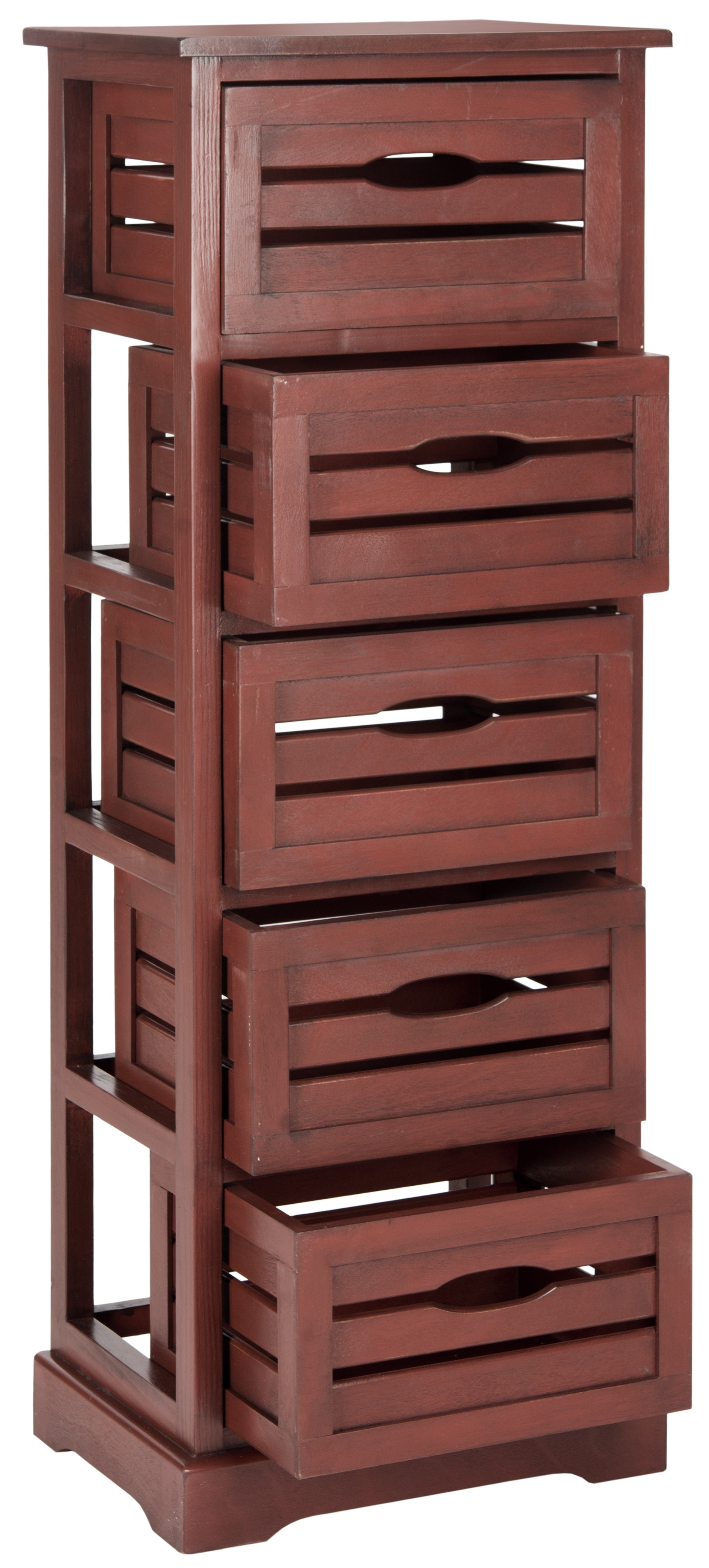 SAFAVIEH Sarina Solid Rustic 5 Drawer Cabinet, Red