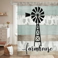 thumbnail image 2 of Farmhouse Shower Curtain, Vintage Windmill on Rustic Wooden Plank Bathroom Curtain, Country Wooden Plank Polyester Fabric Shower Curtain Set with Hooks, 36x72inches, 2 of 6