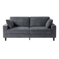 thumbnail image 3 of DEALTOPS 82" Corduroy Loveseat Sofa, 2-Seater Upholstered Couch with Sturdy Iron & Wood Frame, Dark Gray, 3 of 7